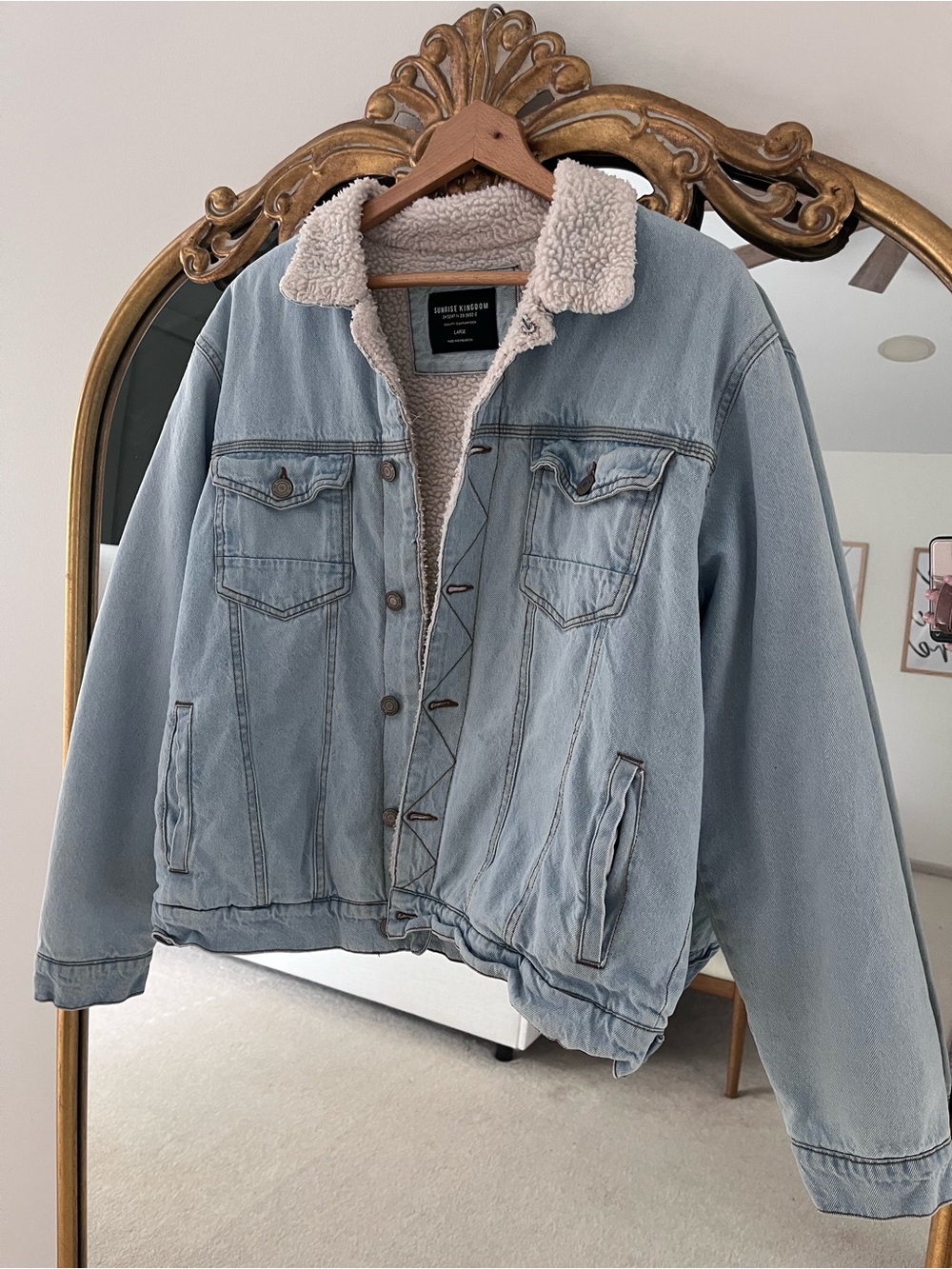 Sunrise Kingdom Light Blue Sherpa-Lined Denim Jacket - Women